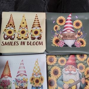 Your Choice Of 4 Different Designs Leather Squeeze Gnome Sunflower Coin Purse